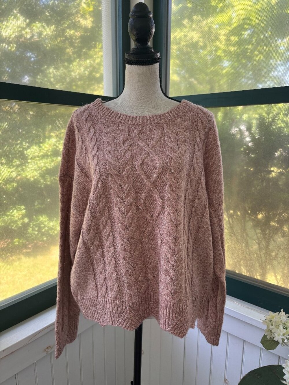 Lucky Brand Pink Cable Knit Sweater Large NWT